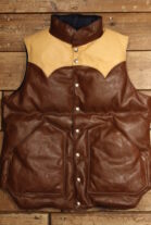 RAINBOW COUNTRY（レインボーカントリー）”ALL LEATHER DOWN VEST” #RCL-10037HH-MB / LIGHT  BROWN×NATURAL BEIGE | MIRROR BALL(ミラーボール)